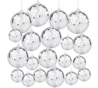 20 palline da discoteca argentate da appendere, per discoteca anni '50, '60 e '70, effetto luce, per feste, casa, palcoscenico, scuola, festival, bomboniere (varie dimensioni, argento)
