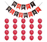 20 palloncini a forma di coccinella, 1 bandiere nere e rosse, palloncini a pois rossi e neri, palloncini con motivo a insetti, palloncini a pois, decorazione per feste