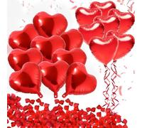 20 Palloncini a Forma di Cuore Rossi+500 Petali di Rosa di Seta, 13.12 Pollici Cuore Lattice Palloncino, Petali di Rosa di Seta, Decorazioni per Matrimonio, San Valentino e Fidanzamento