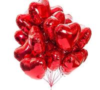 20 Palloncini a Forma di Cuore Rossi ad Elio o Aria Palloncini Foil Foil Air Balloons per Decorazione Romantica, San Valentino, Palloncini Compleanno per Decorazione festa di compleanno