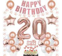 20 palloncini con numero 20° compleanno ragazza rosa oro kit XXL 20 palloncini in pellicola a elio oro rosa per 20° compleanno ragazza decorazione 8 pezzi palloncini in lattice