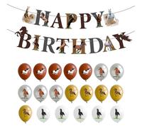20 palloncini per cavalli, 1 bandiera di compleanno, decorazioni di compleanno per cavalli, decorazioni per feste a tema cavallo, divertente set di compleanno