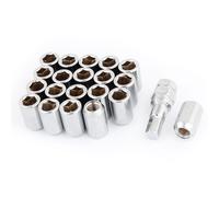20 Pcs 12 x 1.5mm Hexagonal Lock Wheel Lug Nuts Silver Tone w Hex Key