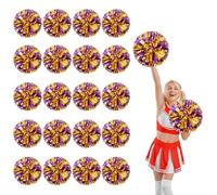 20 Pcs Cheerleading Pom Poms,13.7inch Cheerleader Pompoms with Four finger payment,Fit for Team Spirit Sports Dance Cheering (Purple+Gold)