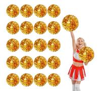 20 Pcs Cheerleading Pom Poms,13.7inch Cheerleader Pompoms with Four finger payment,Fit for Team Spirit Sports Dance Cheering (gold)