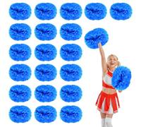 20 Pcs Cheerleading Pom Poms,14.57inch with Handle style Cheerleading Handheld Squad Pompoms for Sports Team Cheer Spirit (blue)