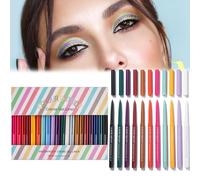 20 PCS Colored Eyeliners Pencil Set, Waterproof Eyeliner Pencil, Retractable Colored Eyeliner, Long Lasting Natural Matte Eyeliner Pencil, Colorful Eye Liner Pencils for Women (Colorful)
