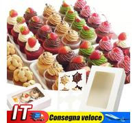 20 Pcs Cupcake Boxes with Window and Inserts 6 Count Cookie Boxes (White) IT