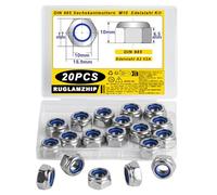 20 Pcs Ecrou M10 Inox, Ecrou Nylstop M10, DIN 985 Écrou Nylstop en Acier Inox, A2 V2A Écrou Autobloquant, Ecrous Hexagonal, Écrou de Blocage, Écrous Hexagonaux pour Vis Boulons Tiges Filetées