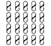 20 PCS Multifunctional S Shape Carabiner Mini Carabiner Key Ring 40mm, Clip Portachiavi Doppia Molla in Acciaio per Campeggio, Zaino, Pesca, Moschettone Nero, Moschettoni Piccoli Multiuso