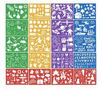 20 Pcs Templates Riutilizzabili Lavabile, Stencil di Plastica Stencil di Natalizi Stencil Pittura per Bambini, Stencil Lettere Alfabeto Numeri, Stencil Dinosauro per Pittura Decorazione Artigianale