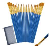 20 pennelli per artisti, con tasca a rete, set di pennelli, colori acrilici, pennelli ad acquerello, set di pennelli, colori acrilici, set di pennelli per artisti, per maestri, per principianti, blu