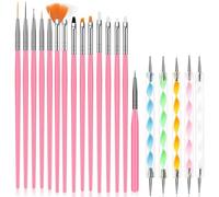 20 pennelli professionali per unghie - Kit pennello gel UV, nail art, manicure e decorazione per unghie con manico lucido per disegni 3D e fai da te