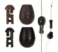 20 perline a cambio rapido per attrezzatura da pesca alla carpa, strumenti per la pesca, materiale ABS, per regolazione istantanea della lunghezza dell'amo e assorbimento degli urti (S marrone)