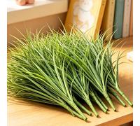 20 pezzi/10 pezzi/1 pezzo Erba di cipolla artificiale verde, erba di grano, piante arbustive resistenti ai raggi UV, steli e foglie di piante finte verdi resistenti ai raggi UV, adatte per giardino in