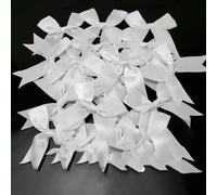 (20 pezzi) 1''25mm Nastro rosa fresco Piccolo fiocco per imballaggio Fiocco in raso di poliestere Fiore fatto a mano Cravatta Accessori per capelli Accessorio di moda-BIANCO-8,5 c