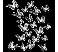 20 Pezzi 2 Dimensioni Toppa Ricamata in Ferro Con Ricamo a Farfalla, Toppe in Organza a Doppio Strato, Applique in Pizzo per Abiti da Sposa, Cucito Fai da Te