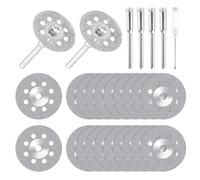 20 Pezzi 22 MM Disco Diamantato di Taglio, per Utensili Rotativi Dremel, Dischi Diamantati Mini di Tagliante Sega, mini dischi diamantati con 4 pezzi da 3 mm mandrino per piastrelle di vetro pietra