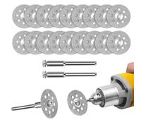 20 Pezzi 22mm Disco Diamantato,Dischi da Taglio Diamantati per Dremel con Gambo da 3 mm per Tagliare Pietra,Vetro,Ceramica,legna,Metallo