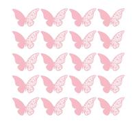 20 Pezzi 3D Farfalle Decorative, Rosa Farfalla Stickers, con 1 Adesivo Bifacciale, Adesivo da Parete, Farfalle Decorazione da Parete per Cameretta Feste & Campanello a Vento