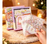 20 pezzi 3D Scene Sticker Libro Fai Da Te Cute Shop House Riutilizzabili | Libro di adesivi 3D fai da te per adulti carino crea il tuo negozio casa adesivi per regali adesivi terapia (stile 3)