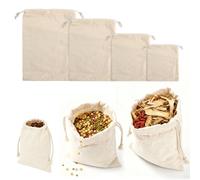 20 Pezzi 4 Misure Sacchetti Cotone, Riutilizzabile Sacchetto in Cotone Di Doppio Cordoncino, Sacchetto in Tessuto per Conservare Gli Alimenti in Cucina, DIY, Pittura, Sacchetti, Confezioni Regalo