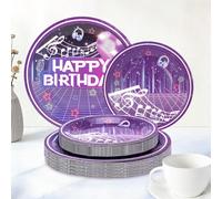20 pezzi/40 pezzi/60 pezzi Decorazioni per feste di compleanno di ragazze coreane di musica e danza, piatti, piatti per dolci, piatti per torta, set di stoviglie in viola e rosa per feste di compleann