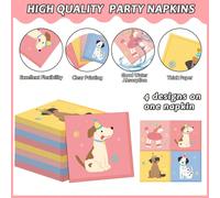 20 pezzi/40 pezzi/60 pezzi, Forniture per feste di compleanno per cani, Tovaglioli di carta a 2 veli con motivo a cucciolo vintage, 6,5 x 6,5 pollici, tovaglioli monouso con faccia di cucciolo vintage