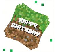 20 pezzi/40 pezzi/60 pezzi/Set, Tovaglioli decorativi a tema videogiochi con lettere di "Buon Compleanno" in stile pixel, decorazioni usa e getta per feste di compleanno, feste di amici e vacanze, tov