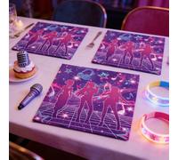 20 pezzi/40 pezzi/60 pezzi Tovaglioli a tema musicale viola, design a banda di ragazze, decorazione con stelle al neon, sagoma del cantante principale, note musicali, motivo con cuffie, adatti per eve