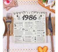 20 pezzi/40 pezzi/60 pezzi, tovaglioli a tema vintage 1986 a 2 strati da 13 pollici, fazzoletti con sfondo beige e stampa a giornale nero, tovaglioli monouso per feste per celebrare il traguardo dei n