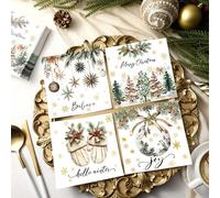 20 pezzi/40 pezzi/60 pezzi, Tovaglioli di carta monouso a doppio strato per cocktail natalizi, con motivi di Babbo Natale, lettere natalizie, alberi di Natale, palline di Natale, guanti, stelle ecc. D