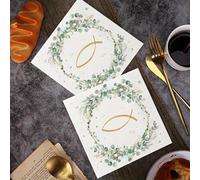 20 pezzi/40 pezzi/60 pezzi, Tovaglioli per comunione, tovaglioli per battesimo, tovaglioli per cresima con motivo a pesce ed eucalipto, tovaglioli per prima comunione per decorazione tavola per cresim