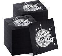 20 pezzi/50 pezzi/100 pezzi Tovaglioli cocktail monouso neri e argento per feste disco, accessori per feste anni '70 '80 '90, tovaglioli per feste, compleanni, lauree, matrimoni, natale, capodanno e a