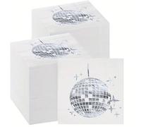 20 pezzi/50 pezzi/100 pezzi Tovaglioli da festa in stile disco anni '70 bianchi e argento, articoli monouso eleganti per feste a tema disco anni '70, '80 e '90, decorazioni e gadget per feste di fidan