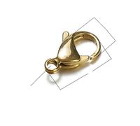 20 pezzi 9-15 mm in acciaio inossidabile fermagli a moschettone per bracciale collana catena color oro connettori artiglio fai da te creazione di gioielli-colore oro 15 mm-20 pezzi
