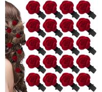 20 Pezzi Accessori Capelli Sposa con Roselline, Fermaglio Capelli Donna Elegante per Cerimonia e Comunione, Mollette Capelli con Fiori Rosso Bordeaux, Decorazioni Acconciatura Sposa