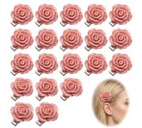 20 Pezzi Accessori Capelli Sposa, Fermaglio Capelli con Roselline Rosa 3cm, Fiori per Capelli Bambina Comunione e Cerimonia, Mollette Capelli Donna Elegante per Acconciature Matrimonio