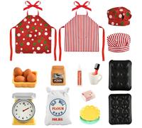 20 Pezzi Accessori per Bambole Elfo di Natale, Accessori Cucina in Miniatura, con Grembiule e Cappello da Cuoco, per Bambole Elfiche Decorazioni, Decorazione Casa delle Bambole (MultiA)