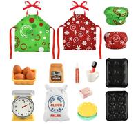 20 Pezzi Accessori per Bambole Elfo di Natale, Accessori Cucina in Miniatura, con Grembiule e Cappello da Cuoco, per Bambole Elfiche Decorazioni, Decorazione Casa delle Bambole (MultiB)