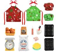 20 Pezzi Accessori per Bambole Elfo di Natale, Accessori Cucina in Miniatura, con Grembiule e Cappello da Cuoco, per Bambole Elfiche Decorazioni, Decorazione Casa delle Bambole (MultiC)