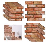 20 pezzi Adesivi Murali 3D, Carta da Parati Adesiva Muro Autoadesiva, Impermeabile Pannello PVC Decorativo Parete, Rosso Carta da Parati Mattoni per Muri e Cucina, Ufficio e Camera