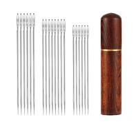 20 Pezzi Aghi da Cucito , Acciaio Inossidabile Blunt Needle Ferri per Maglieria a Mano Aghi per Lana con Astuccio per Aghi in Legno Ferri per Maglieria per Progetti All'Uncinetto (3 Misure)