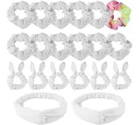 20 Pezzi Anelli Capelli Bianchi, Anelli Capelli Elastici, Fasce Capelli Semplici in 4 modelli,Elastici Capelli Bianchi in Cotone,Elasticità Festa Accessori,Per Donna