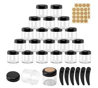 20 Pezzi Barattoli per Cosmetici 40ml/40g, Ticeed Set Vasetti Plastica Trasparente Barattolo Cosmetici Vuoto Viaggio Barattolini con Tappocon 6 Raschietti e 2 Adesivi, Nero