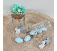 20 Pezzi Barattolo Vetro con Tappo in Sughero Portaconfetti Bomboniera Incluso Decorazione Fatto A Mano Fiore su vasetti (vasetti Fiore Tiffany, Senza Confetti)