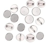 20 Pezzi Base per Spilla 30 MM Fai da Te in Acciaio Inox Argento | 20 Basi Incluse, Forma Piatta e Rotonda, per Lavori Creativi e Uso Quotidiano su Maglioni e Cappelli