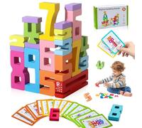 20 Pezzi Blocchi Numerici, Blocchi Costruzione da 3 Anni, Blocchi Costruzioni in Legno, Blocchi Costruzione Digitale, Giocattoli a Blocchi Numerici in Legno Fissati per Ragazzi E Ragazze