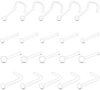 20 Pezzi Borchie Trasparenti per Naso, 4 Stili di Fermi per Naso in Acrilico Borchie per Naso Invisibili Fermi per Borchie ossee per Il Lavoro Quotidiano Body Piercing Attractive Design