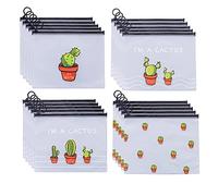 20 Pezzi Borse File Sacchetto Zip, Busta Plastica con Cerniera, A6, B6, Impermeabile, Smerigliato, per Cancelleria, Documenti, Cosmetici (Cactus, 4 Stili)